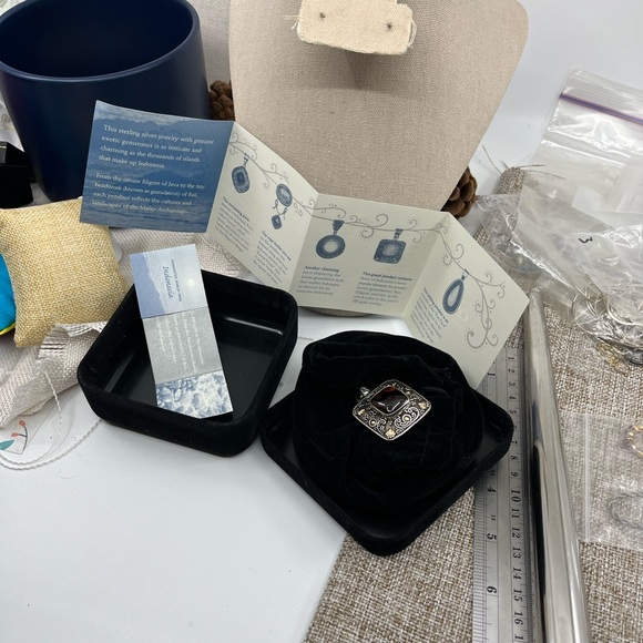 Rare Vintage BA Bali Suarti Amber Pendant Sterling Silver & 18K Gold - Picture 14 of 16